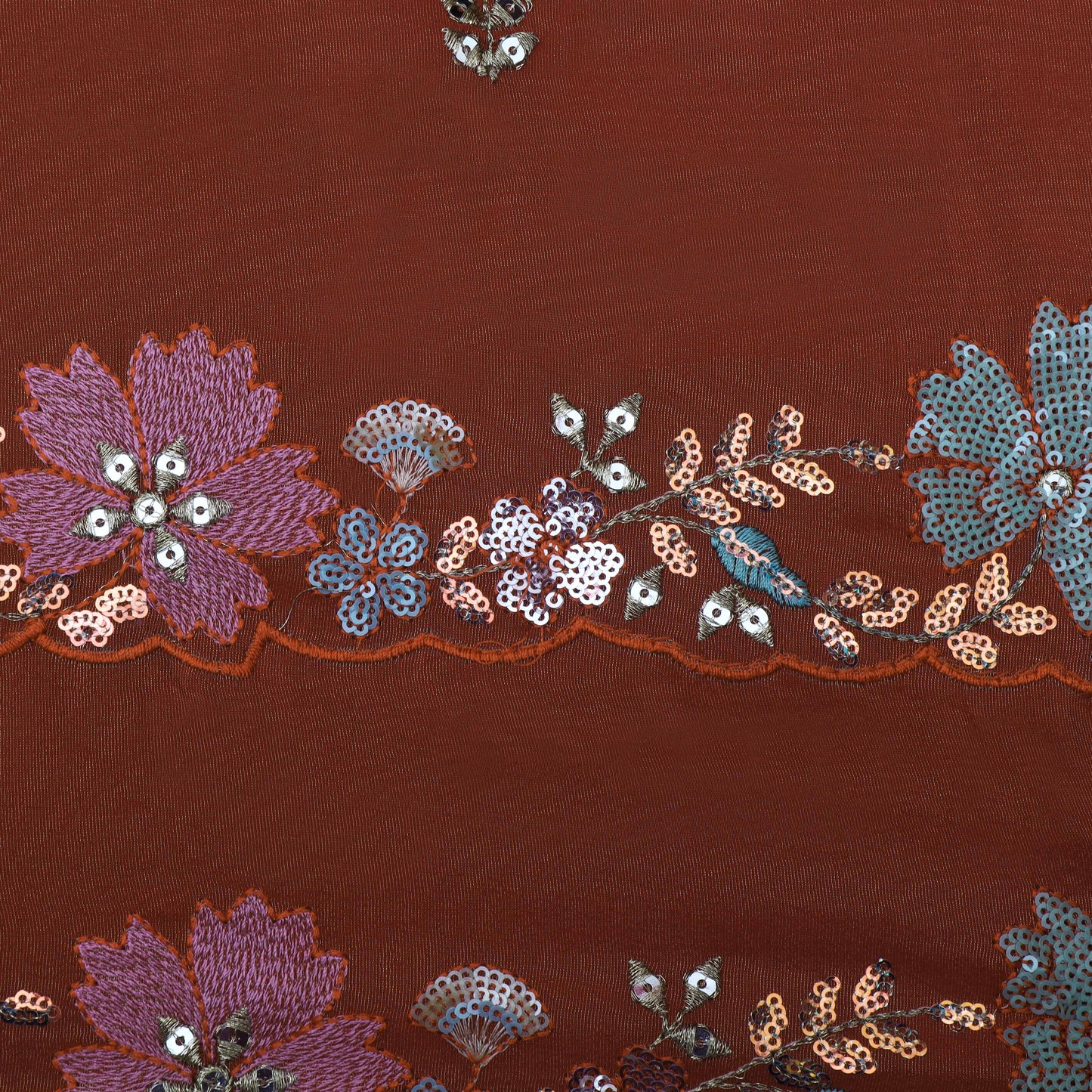 RUST Color Tissue Embroidery Fabric