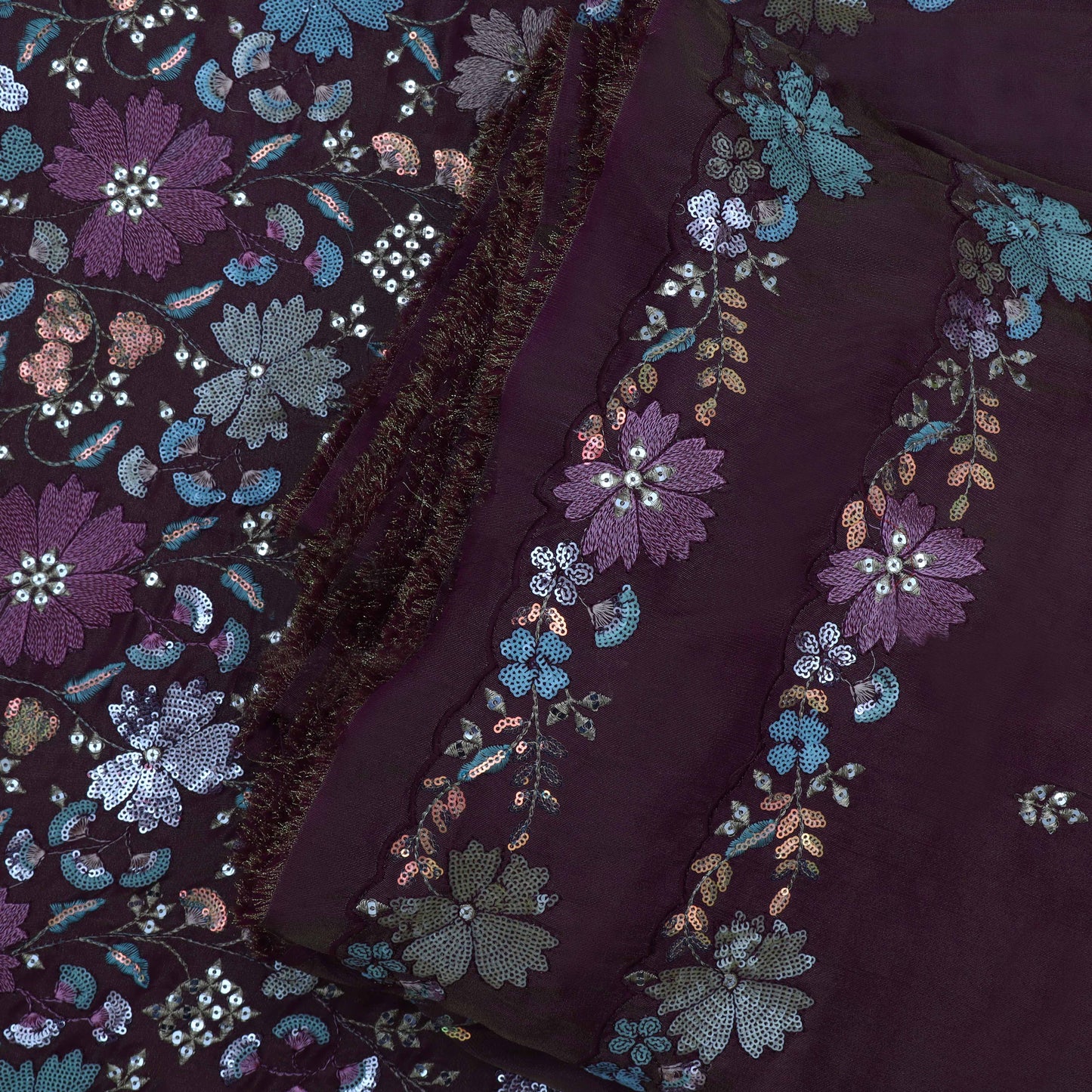 PURPLE Color Tissue Embroidery Fabric