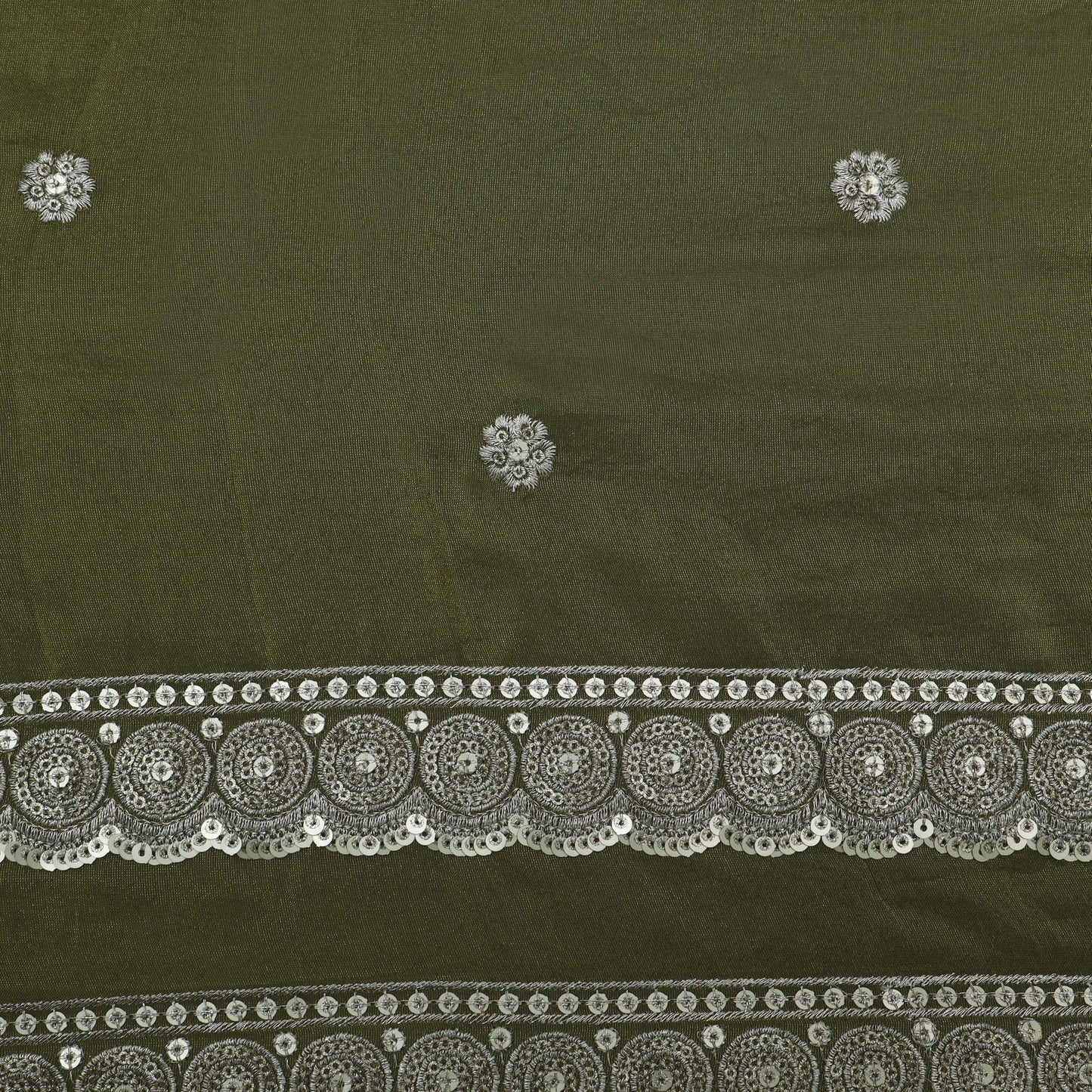 Green Color Tissue Embroidery Fabric