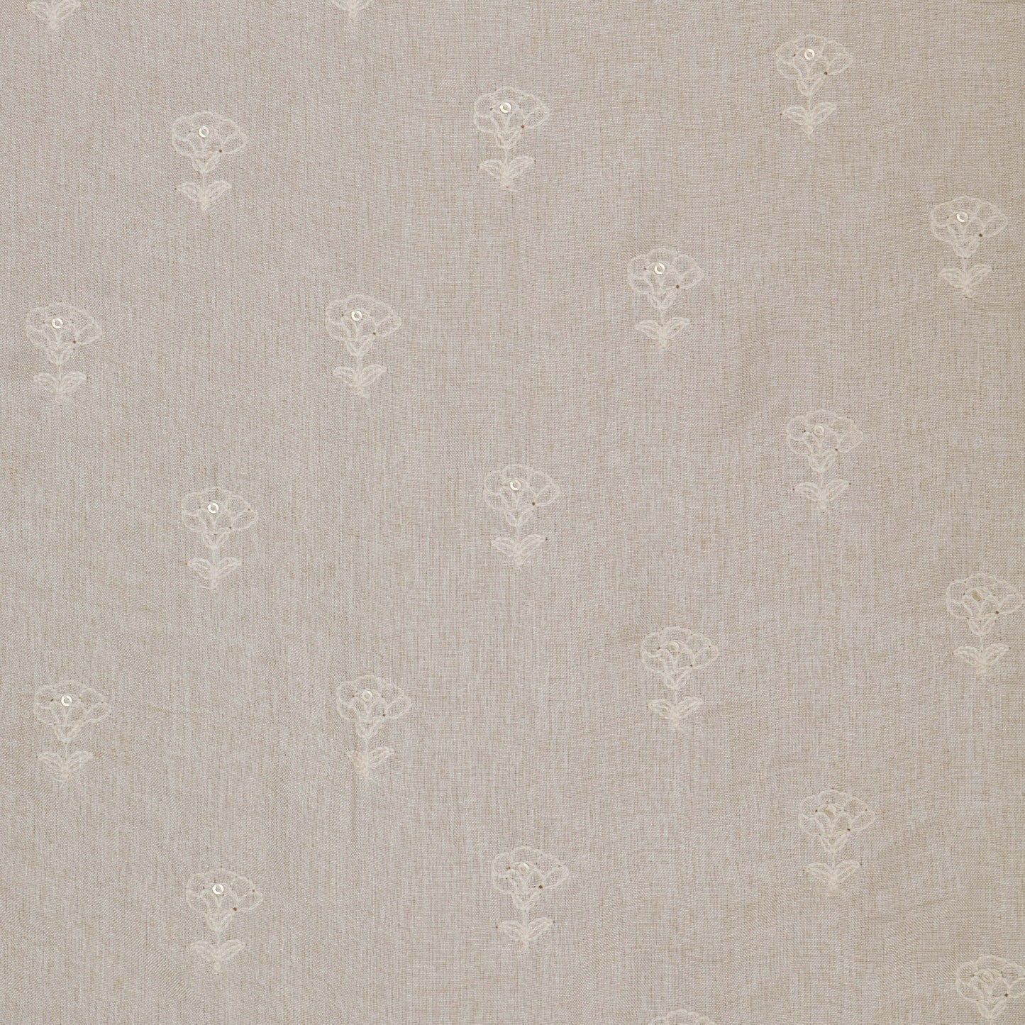 Beige Color Tussar Embroidery Fabric