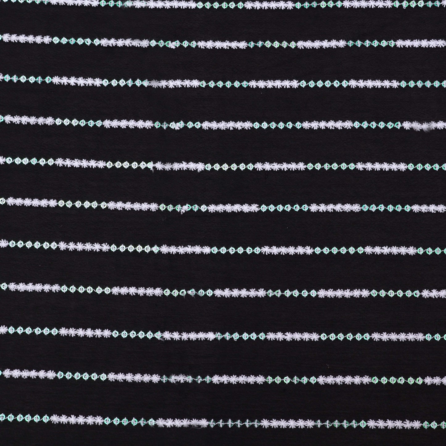 BLACK Color CHINON STRIPE Embroidery Fabric