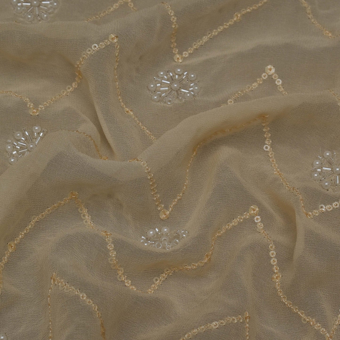 Lemon Color Georgette Embroidery Fabric