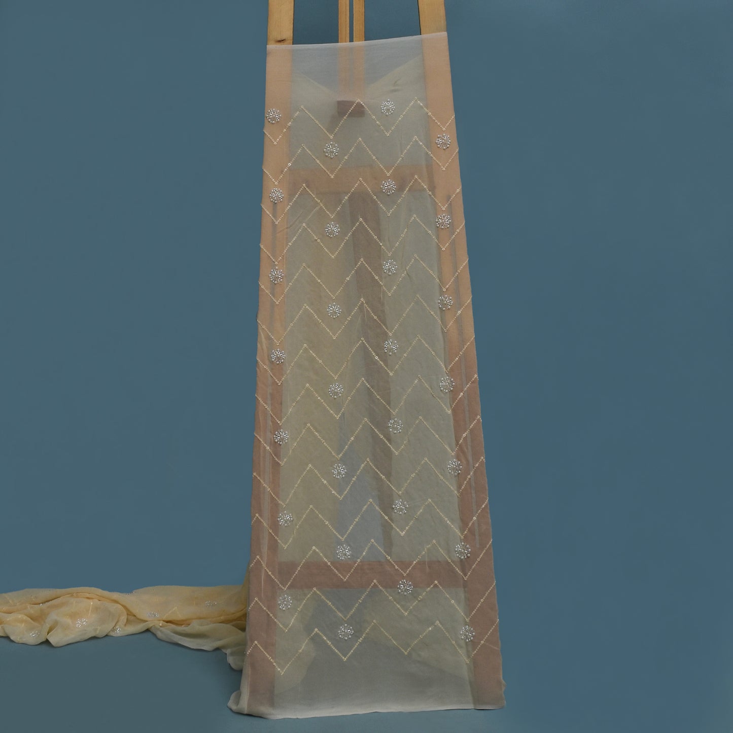 Lemon Color Georgette Embroidery Fabric