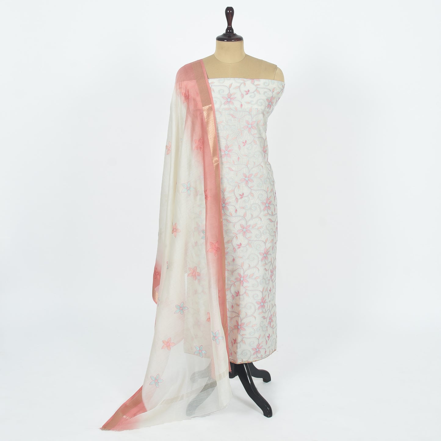 Unstitched Chanderi Suit Set