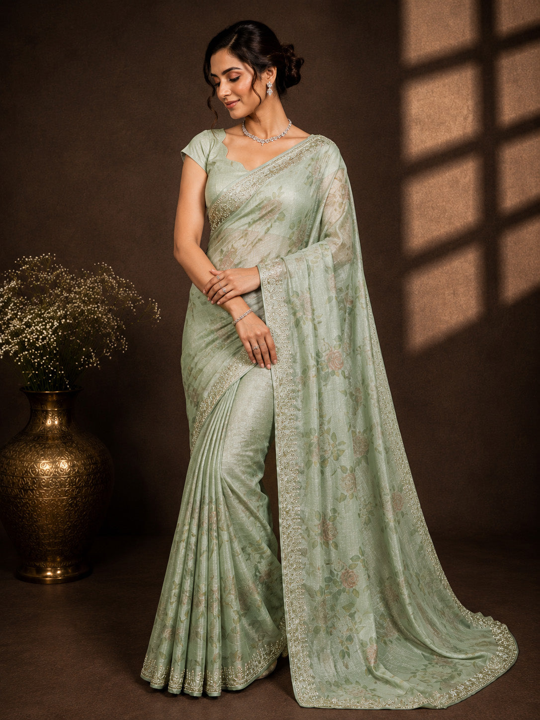 Graceful Mint Green Saree