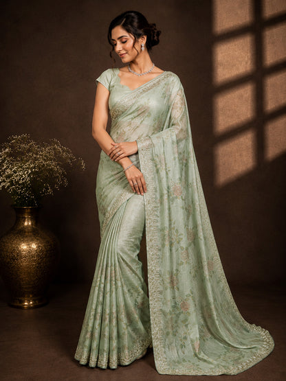 Graceful Mint Green Saree