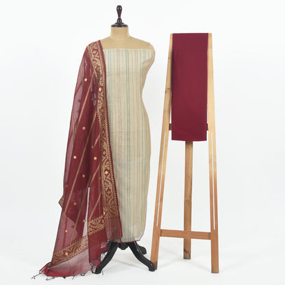 Unstitched Chanderi Suit Set