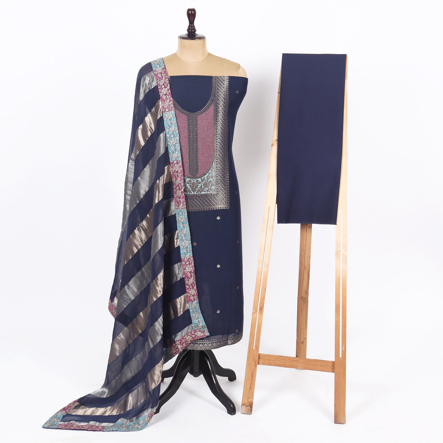 Unstitched Dola Silk Suit