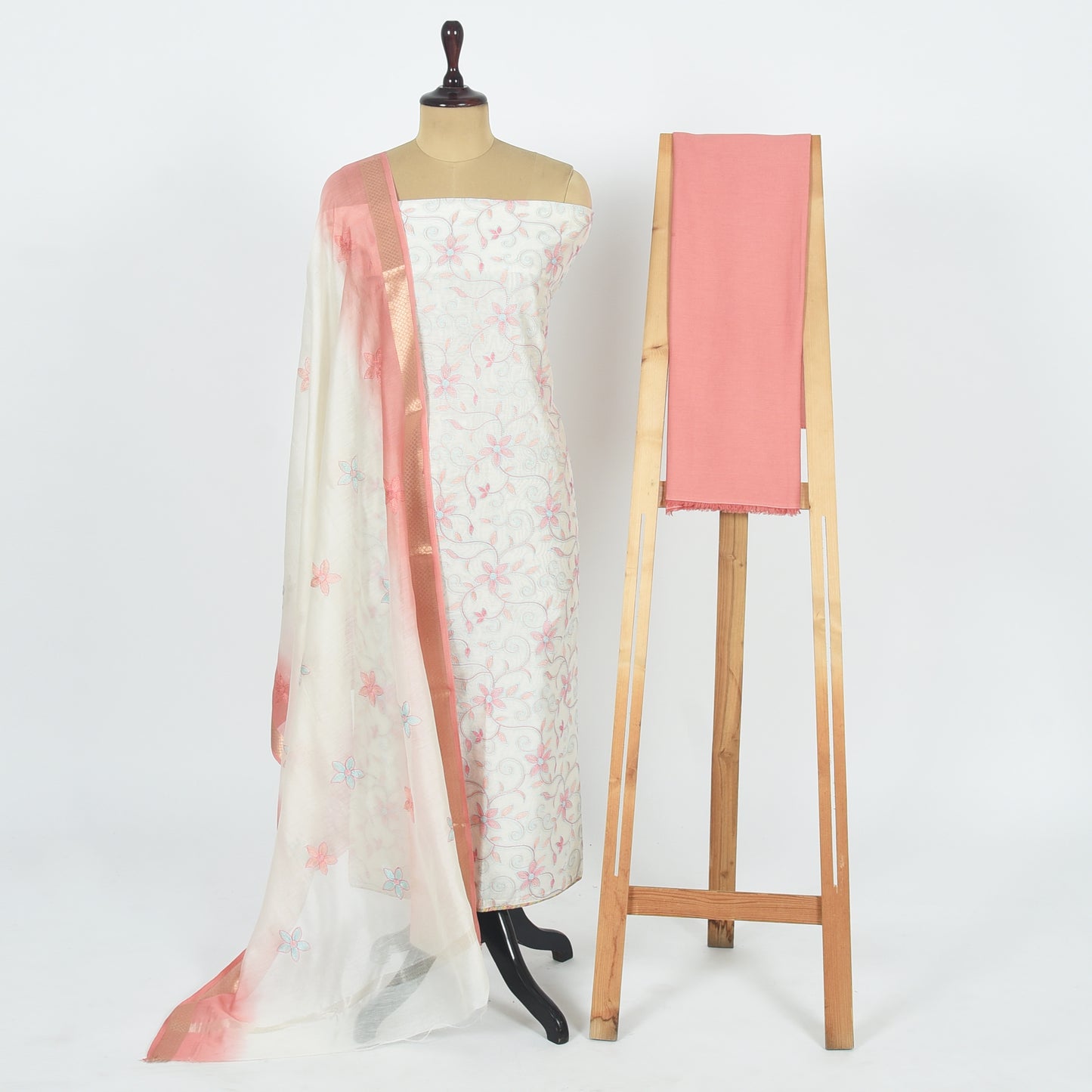 Unstitched Chanderi Suit Set