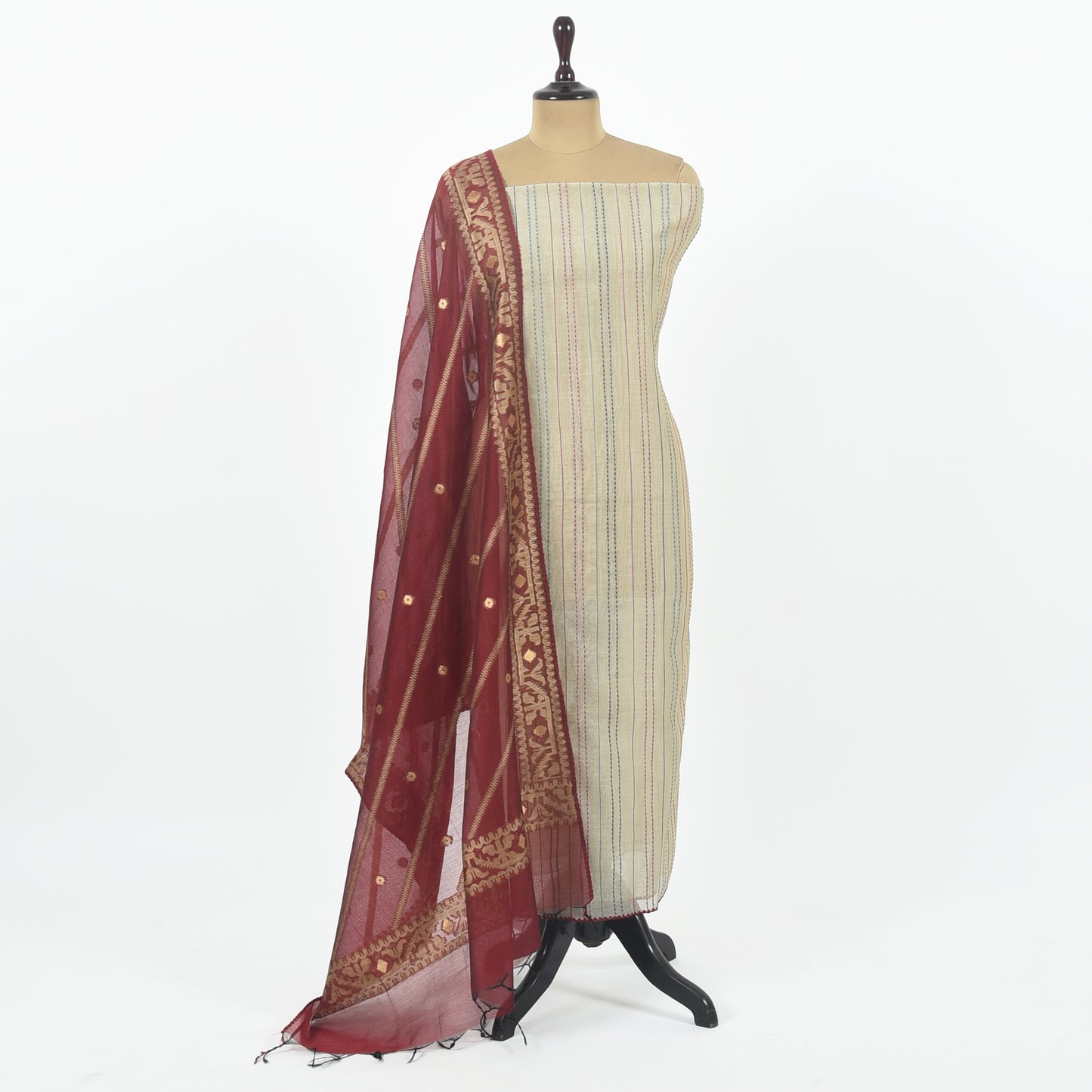 Unstitched Chanderi Suit Set