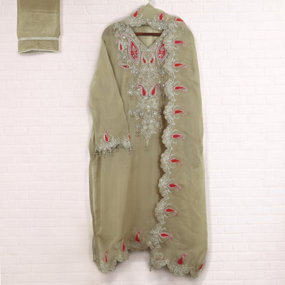 Semi Stitched Organza Suit