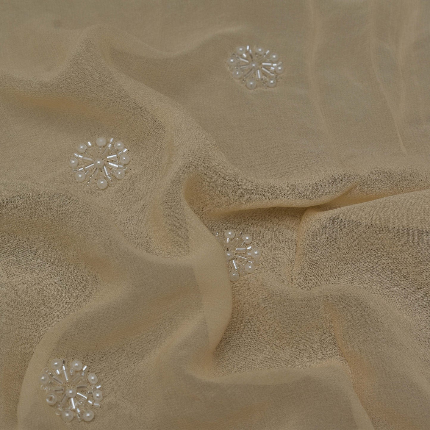 Lemon Color Georgette Booti Fabric