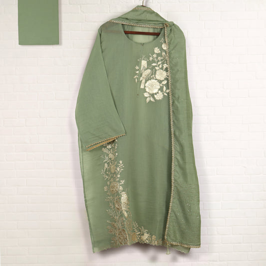 Semi Stitched Chanderi Suit