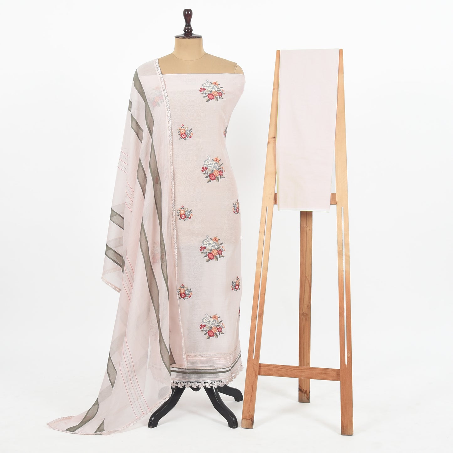 Unstitched Chanderi Suit Set