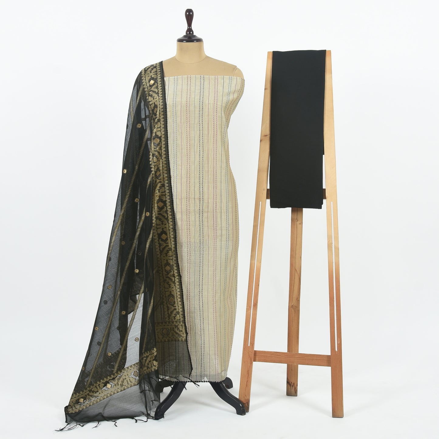 Unstitched Chanderi Suit Set