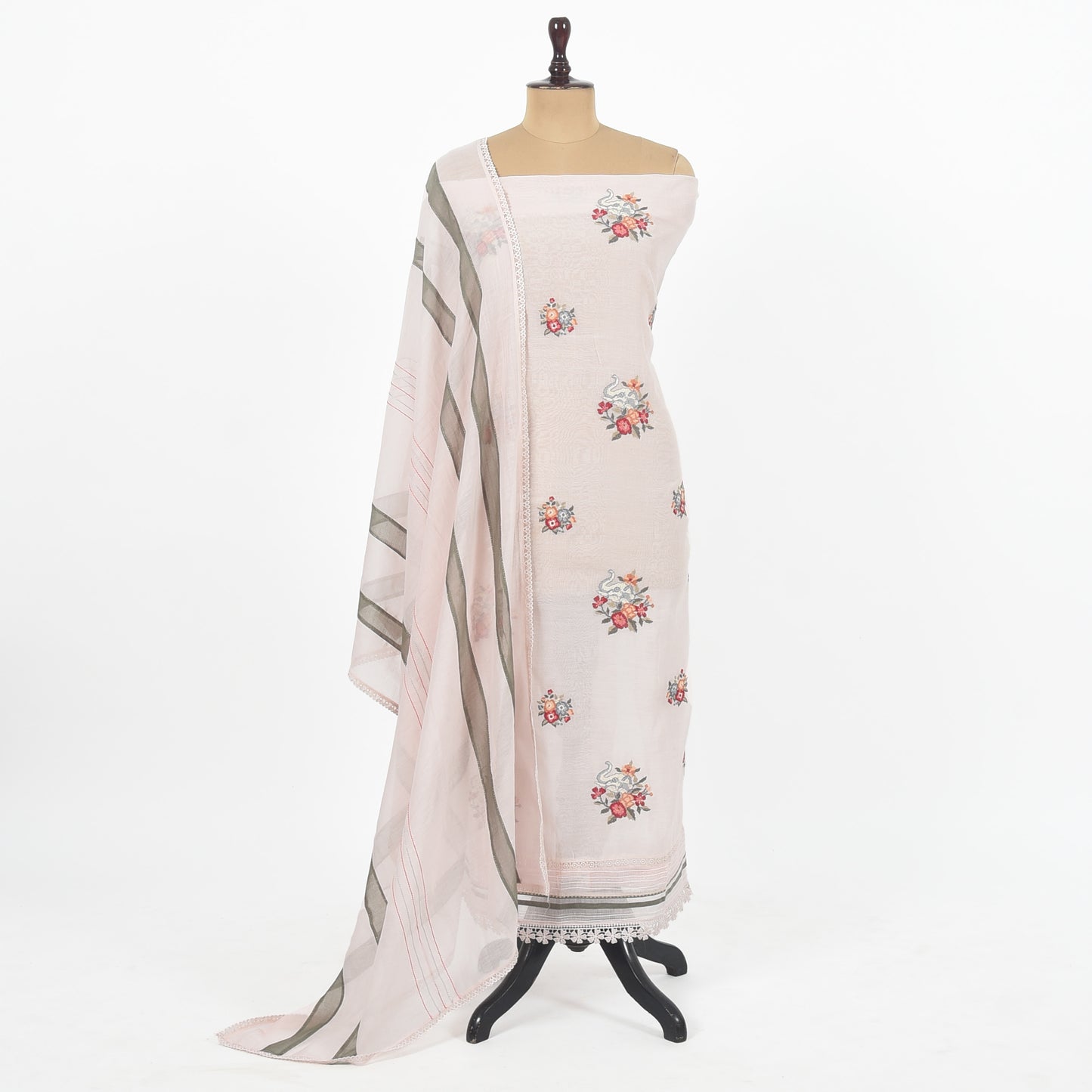 Unstitched Chanderi Suit Set