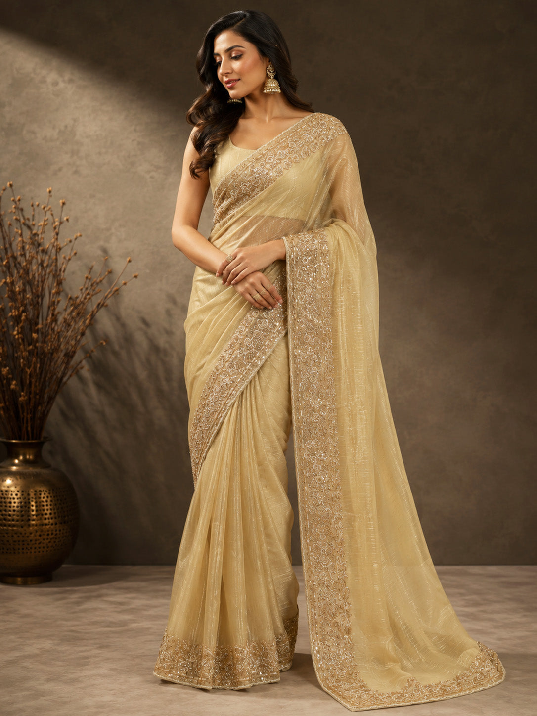 Elegant Golden Saree