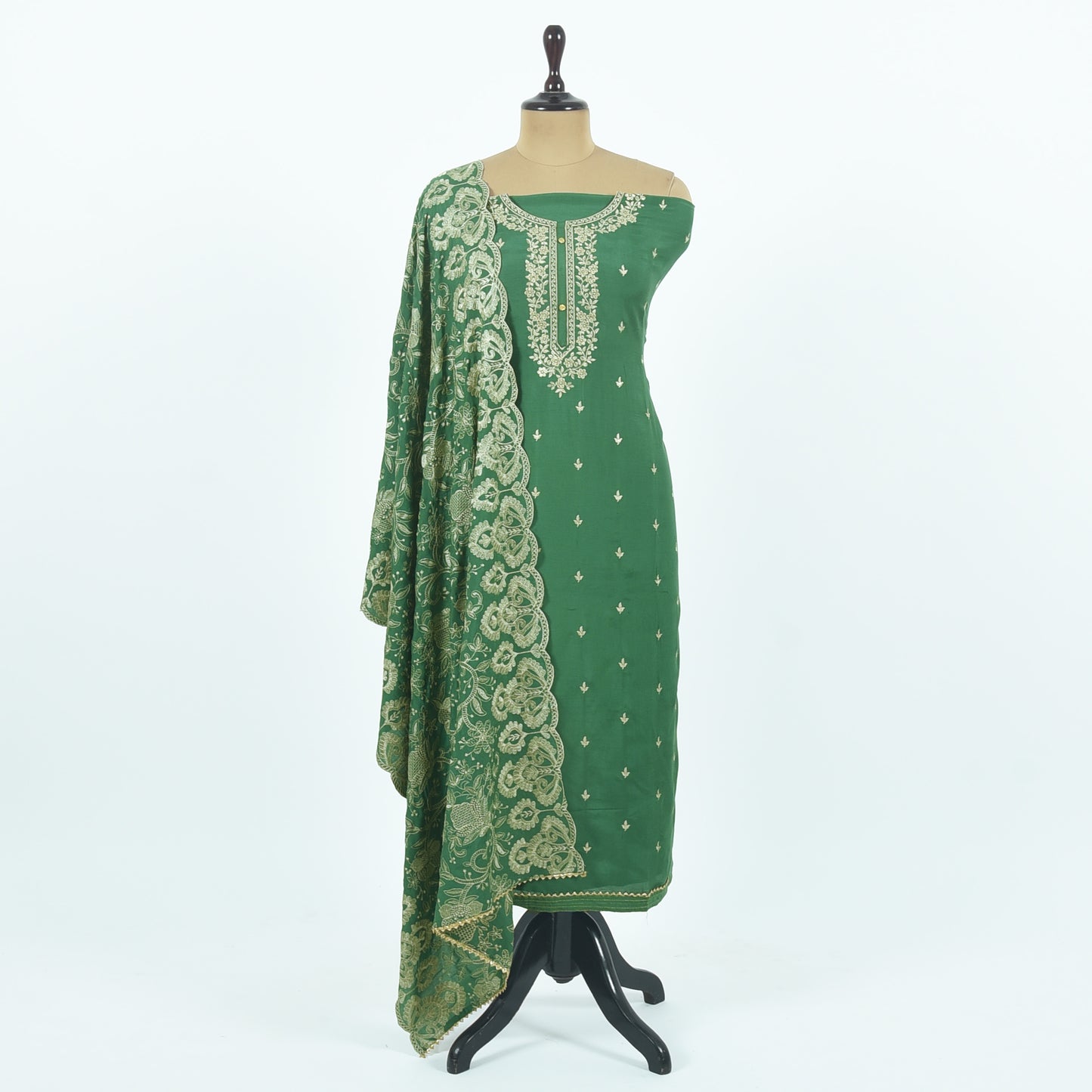 Unstitched Chanderi Suit Set