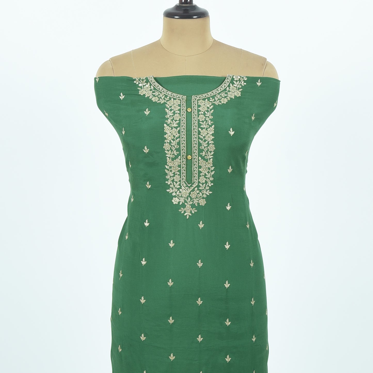 Unstitched Chanderi Suit Set