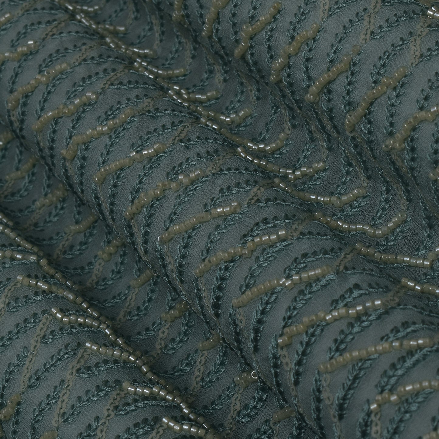 Green Color Georgette Embroidery Fabric