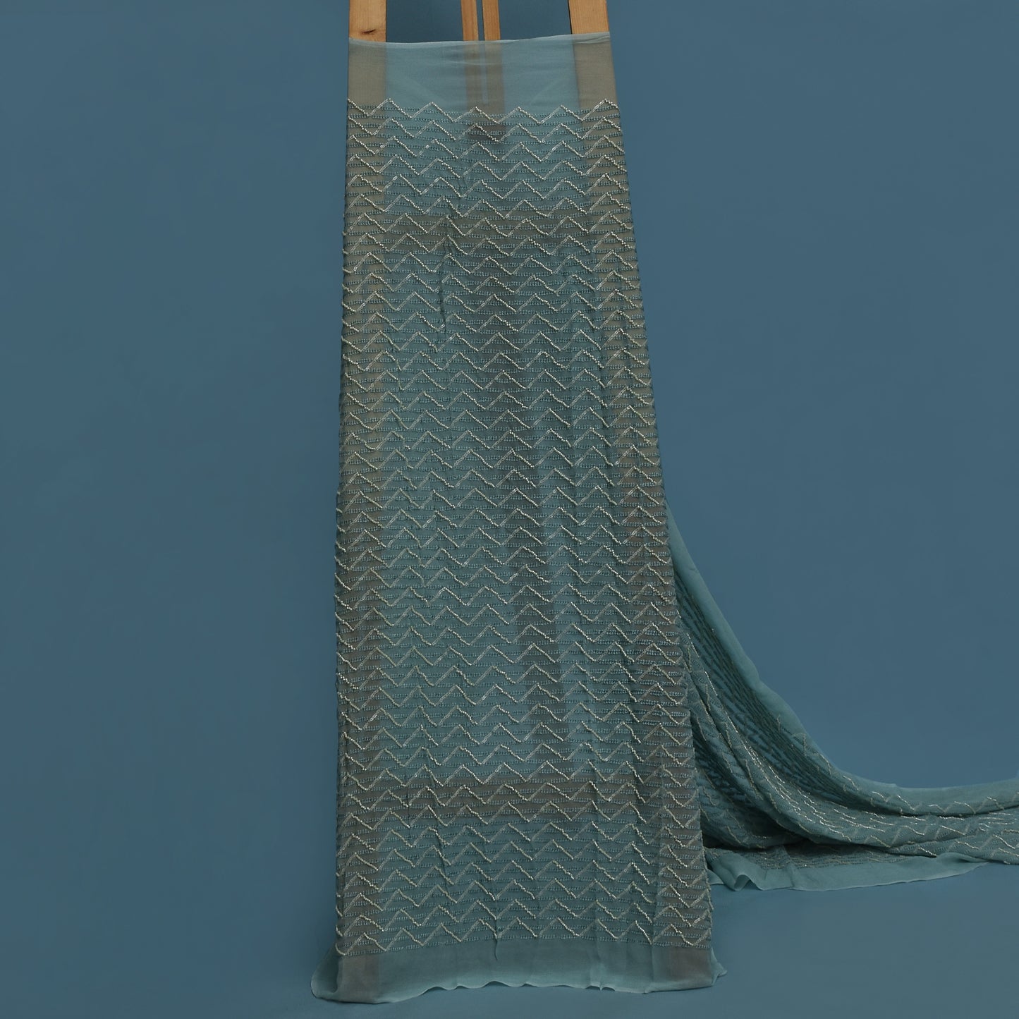 Green Color Georgette Embroidery Fabric