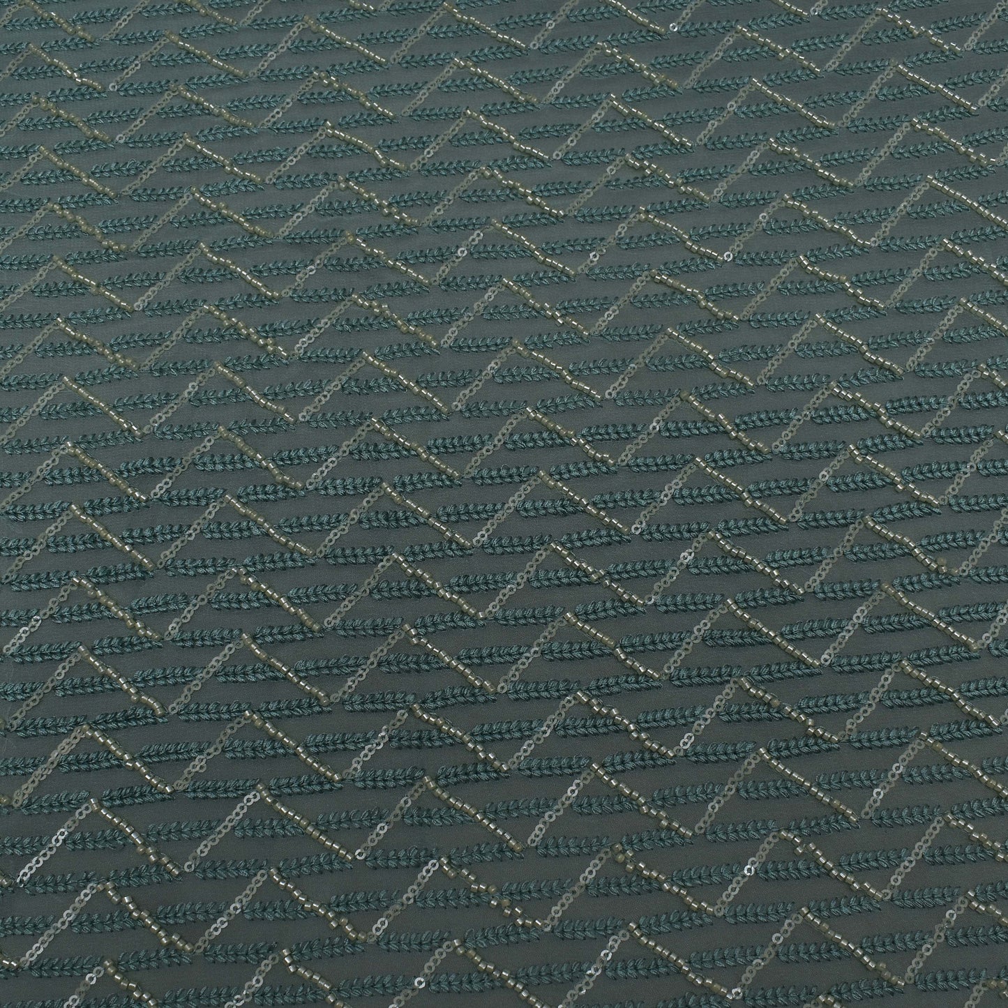 Green Color Georgette Embroidery Fabric