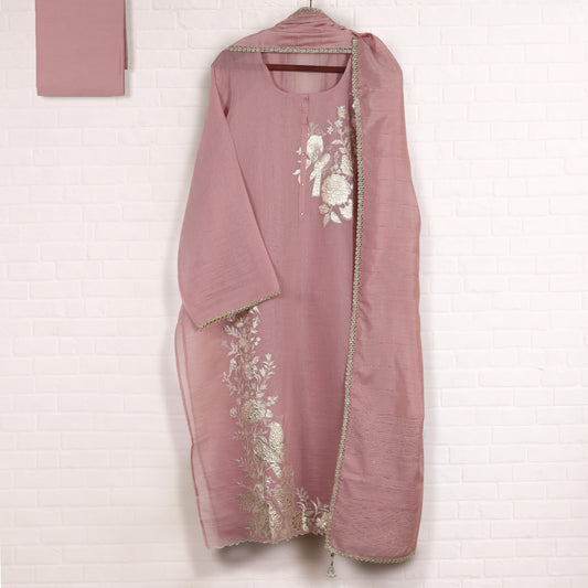 Semi Stitched Chanderi Suit