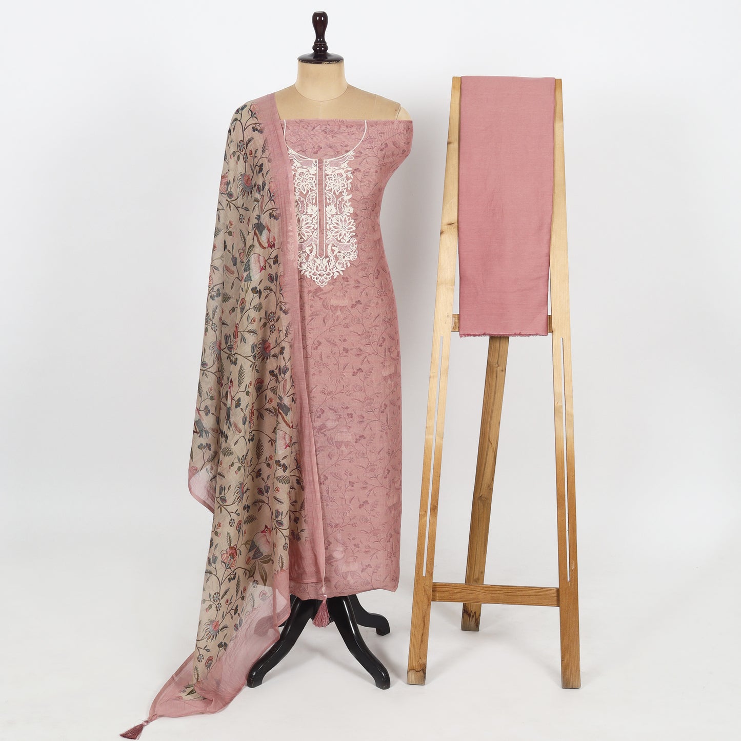 Unstitched Chanderi Suit Set