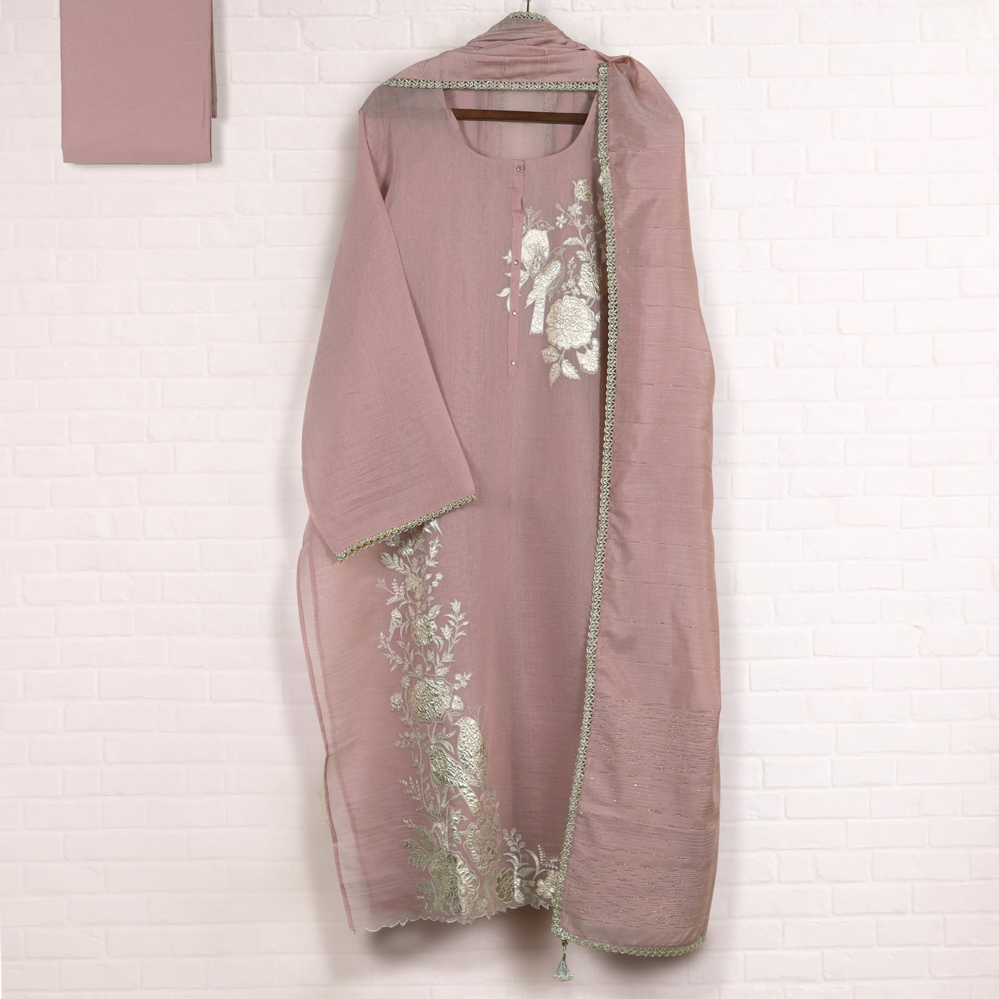 Semi Stitched Chanderi Suit
