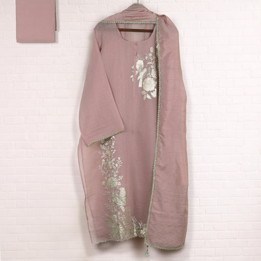 Semi Stitched Chanderi Suit