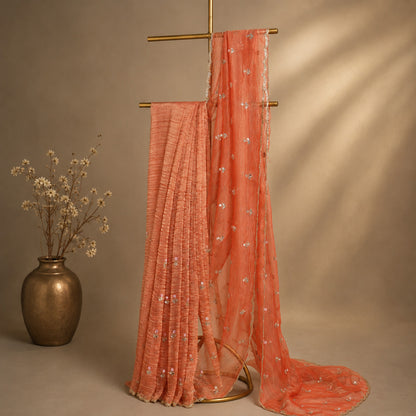 Vibrant Orange Saree