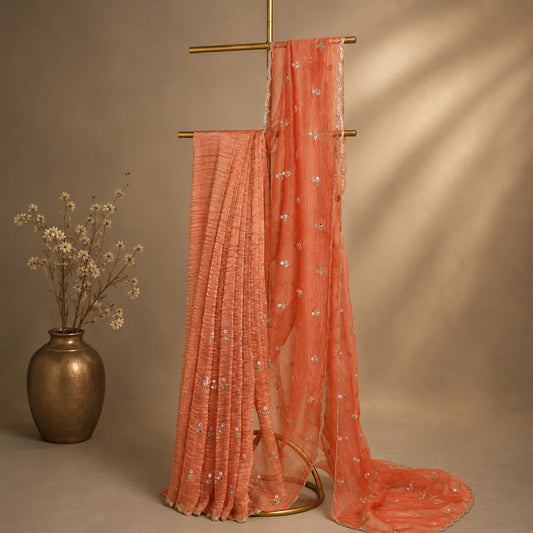 Vibrant Orange Saree