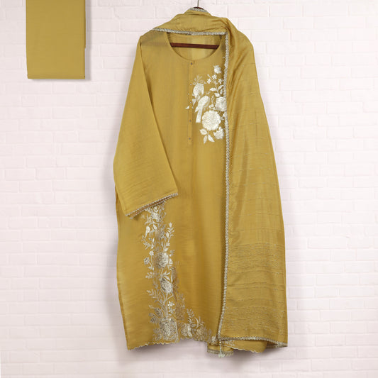 Semi Stitched Chanderi Suit