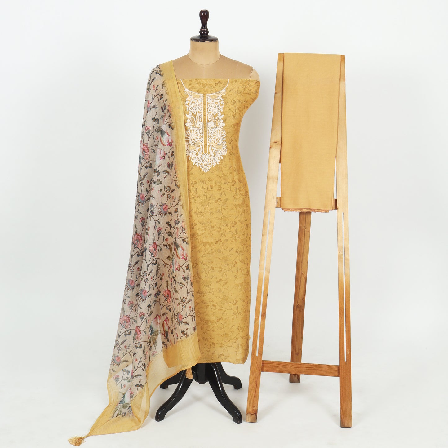 Unstitched Chanderi Suit Set