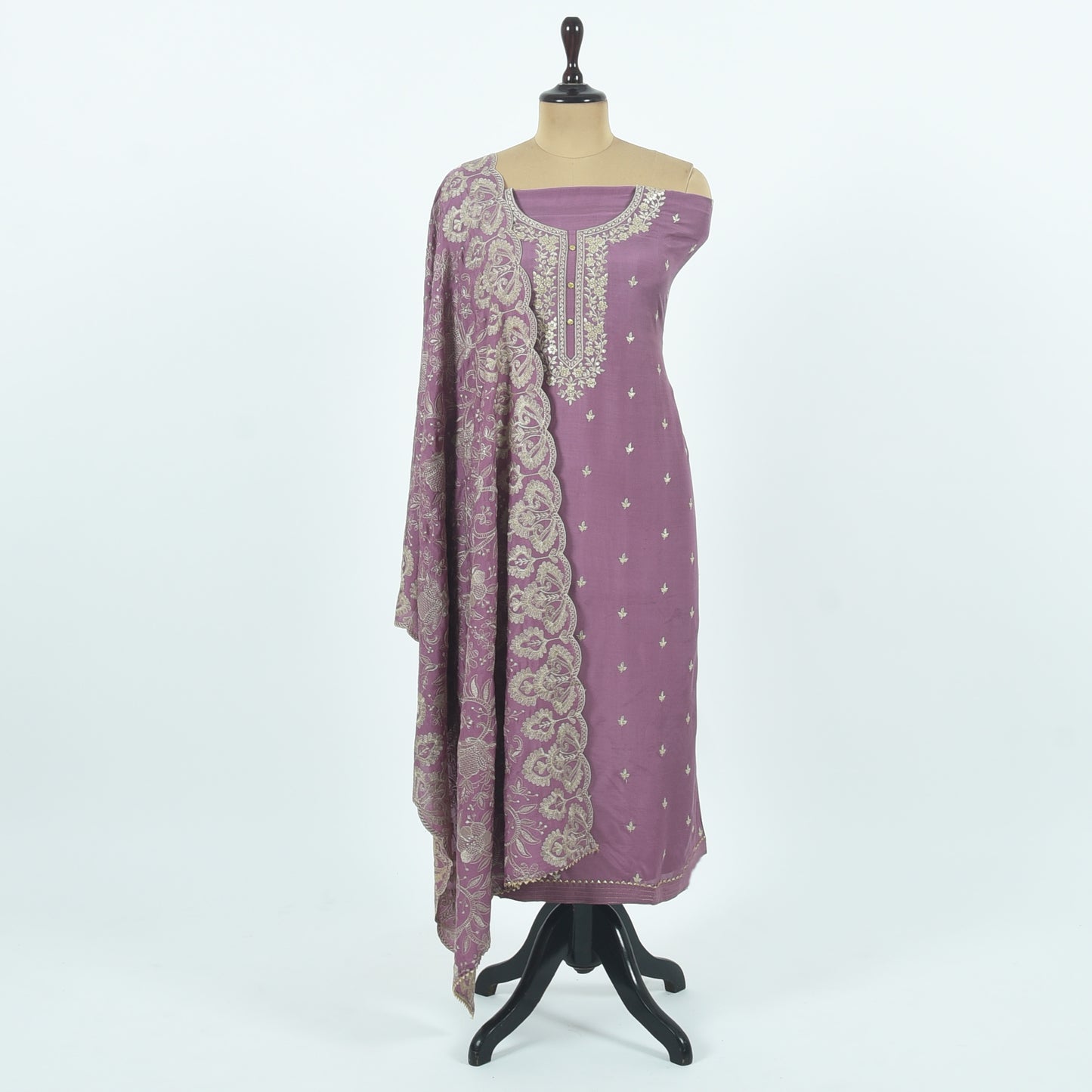 Unstitched Chanderi Suit Set