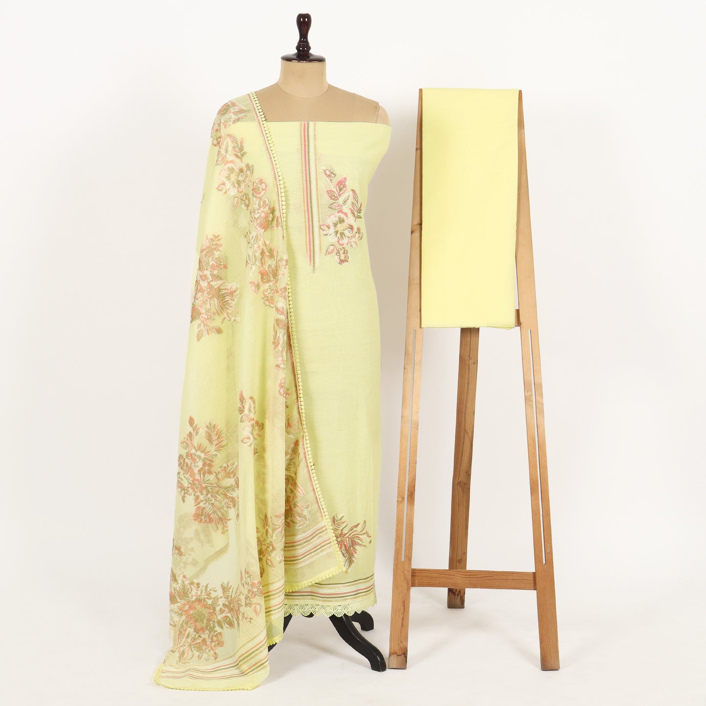 Unstitched Chanderi Suit Set