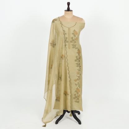 Unstitched Chanderi Suit Set