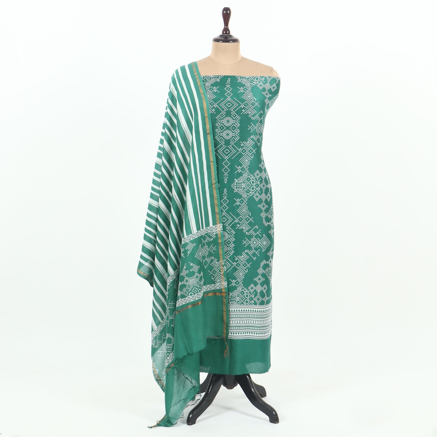 Unstitched Chanderi Suit Set