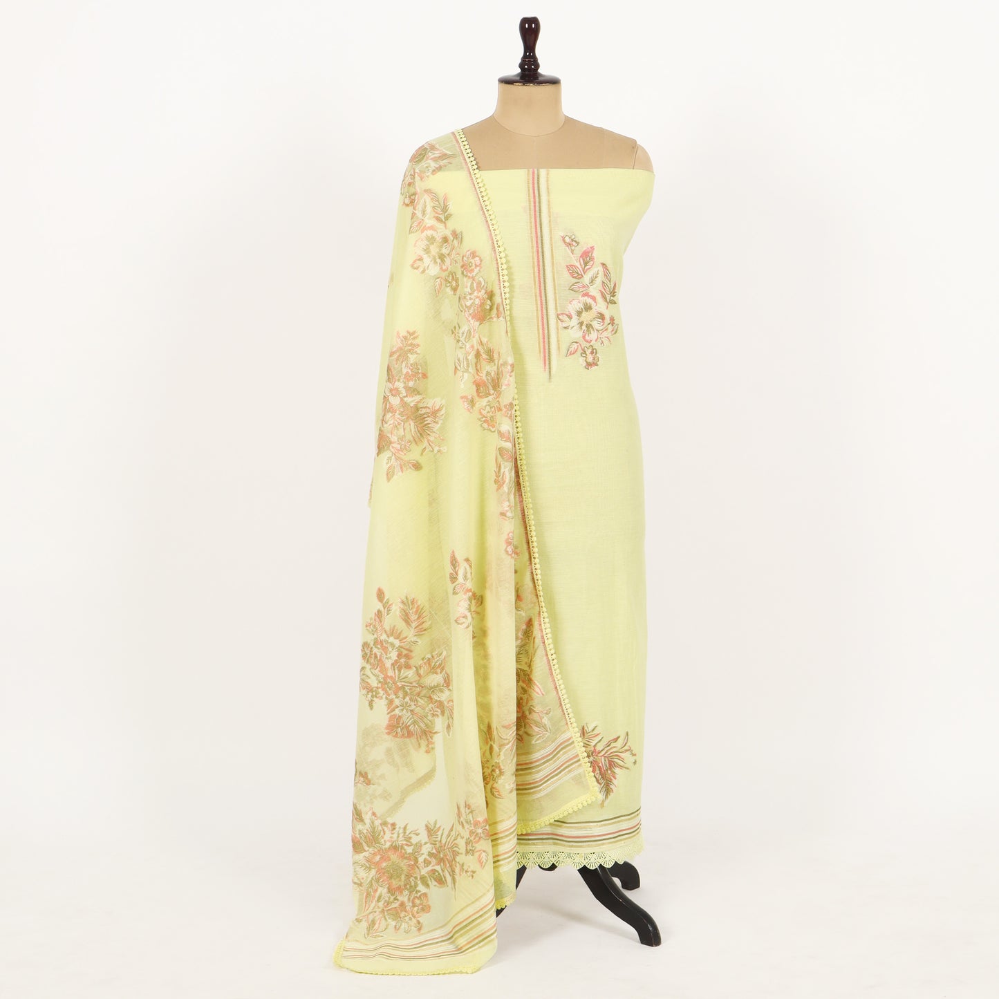 Unstitched Chanderi Suit Set