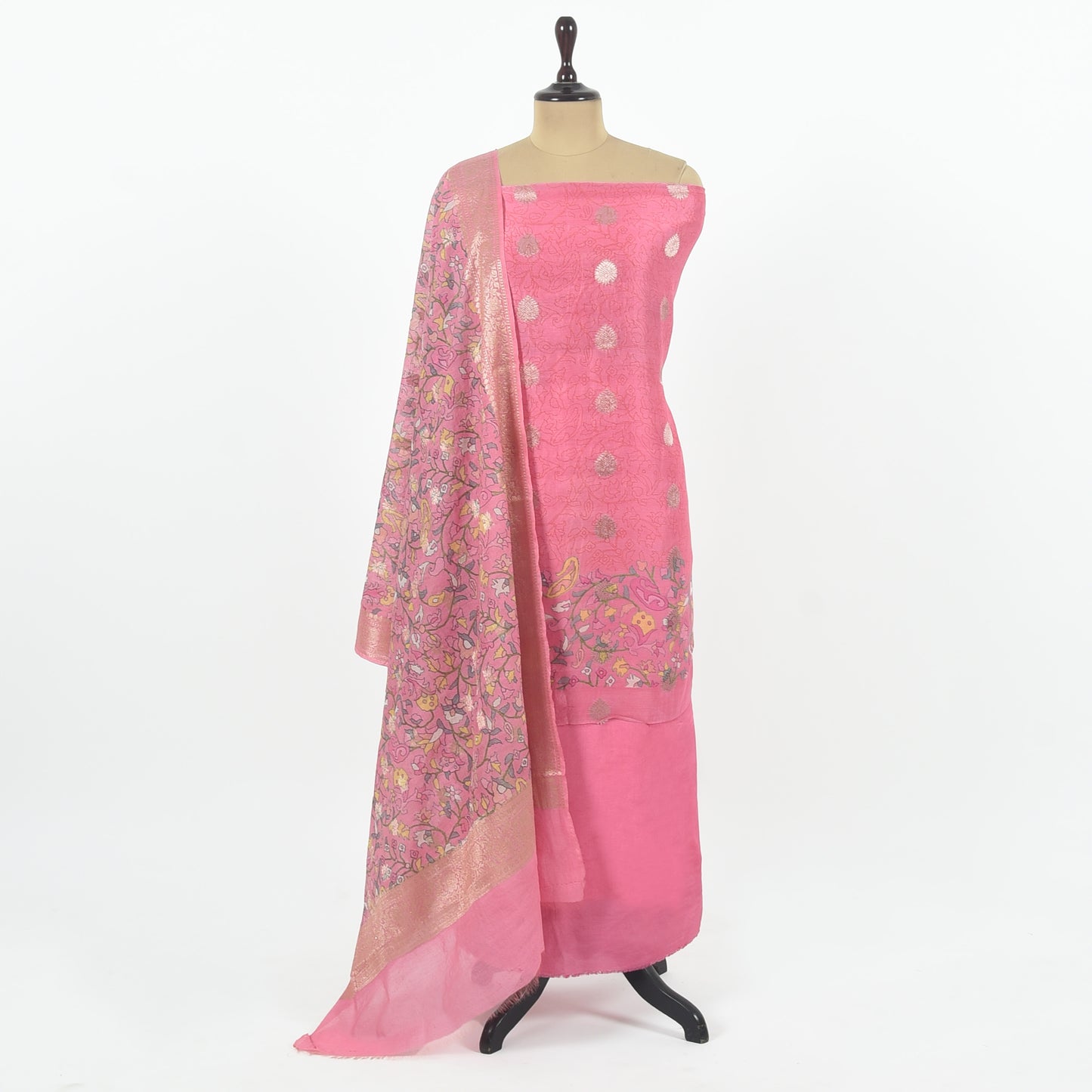 Unstitched Chanderi Suit Set