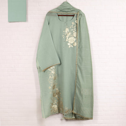 Semi Stitched Chanderi Suit