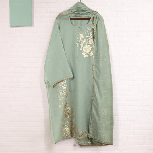 Semi Stitched Chanderi Suit