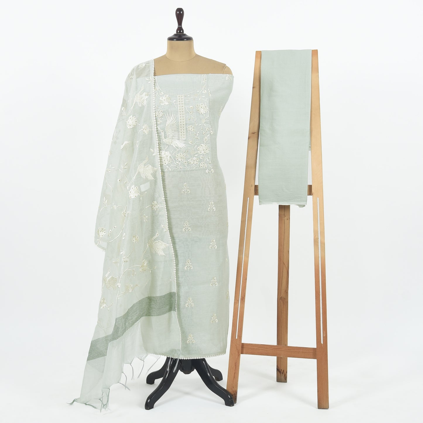 Unstitched Chanderi Suit Set