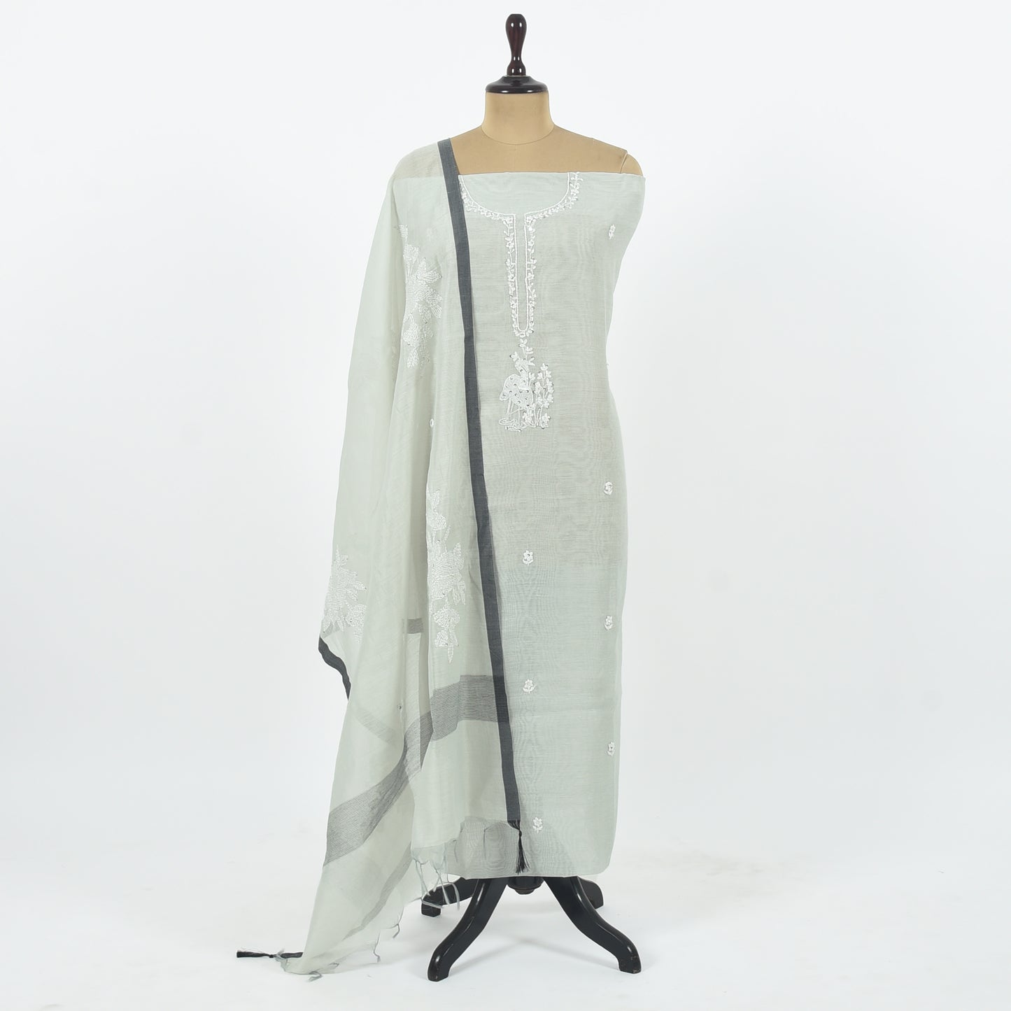 Unstitched Chanderi Suit Set