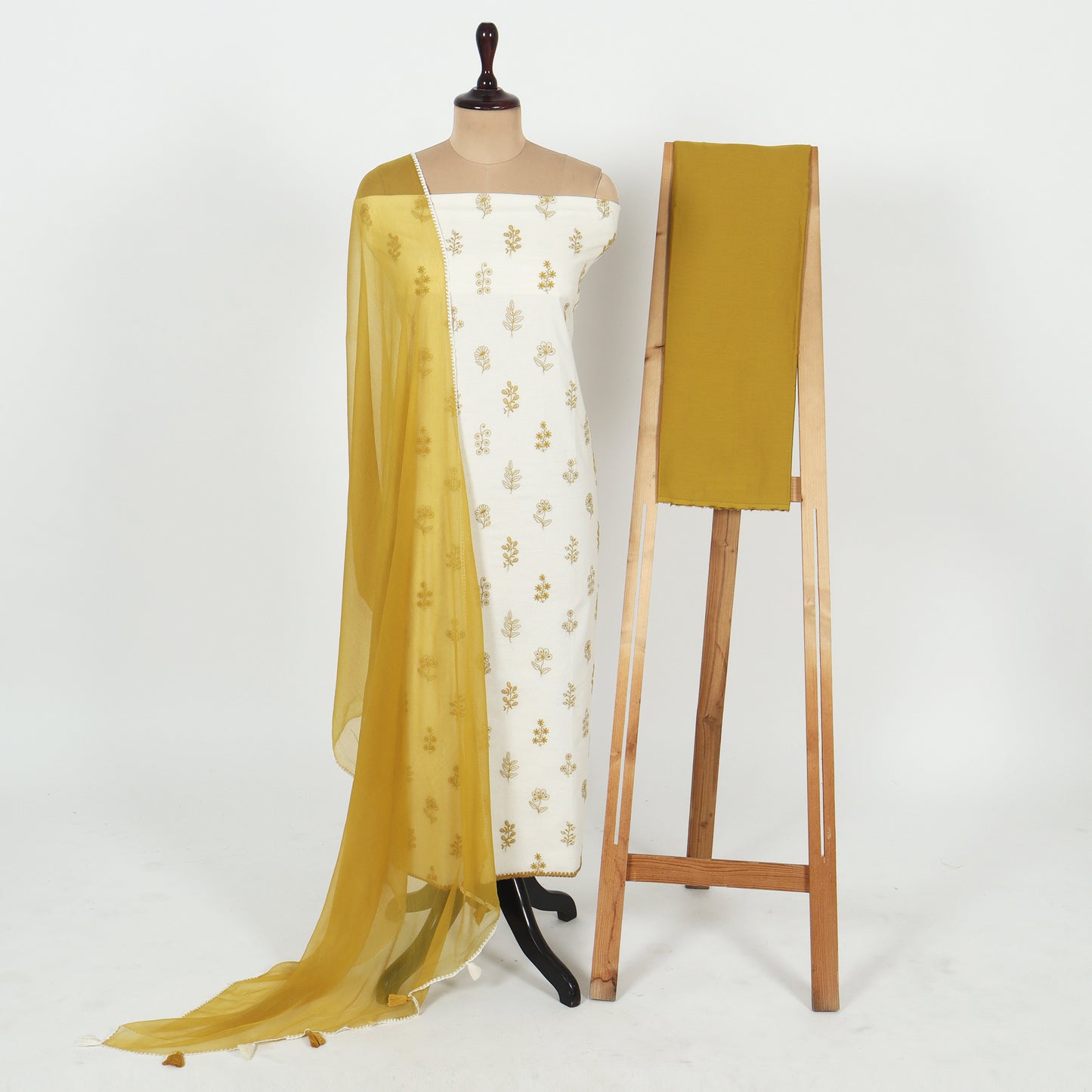 Unstitched Chanderi Suit Set