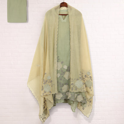 Semi Stitched Chanderi Suit