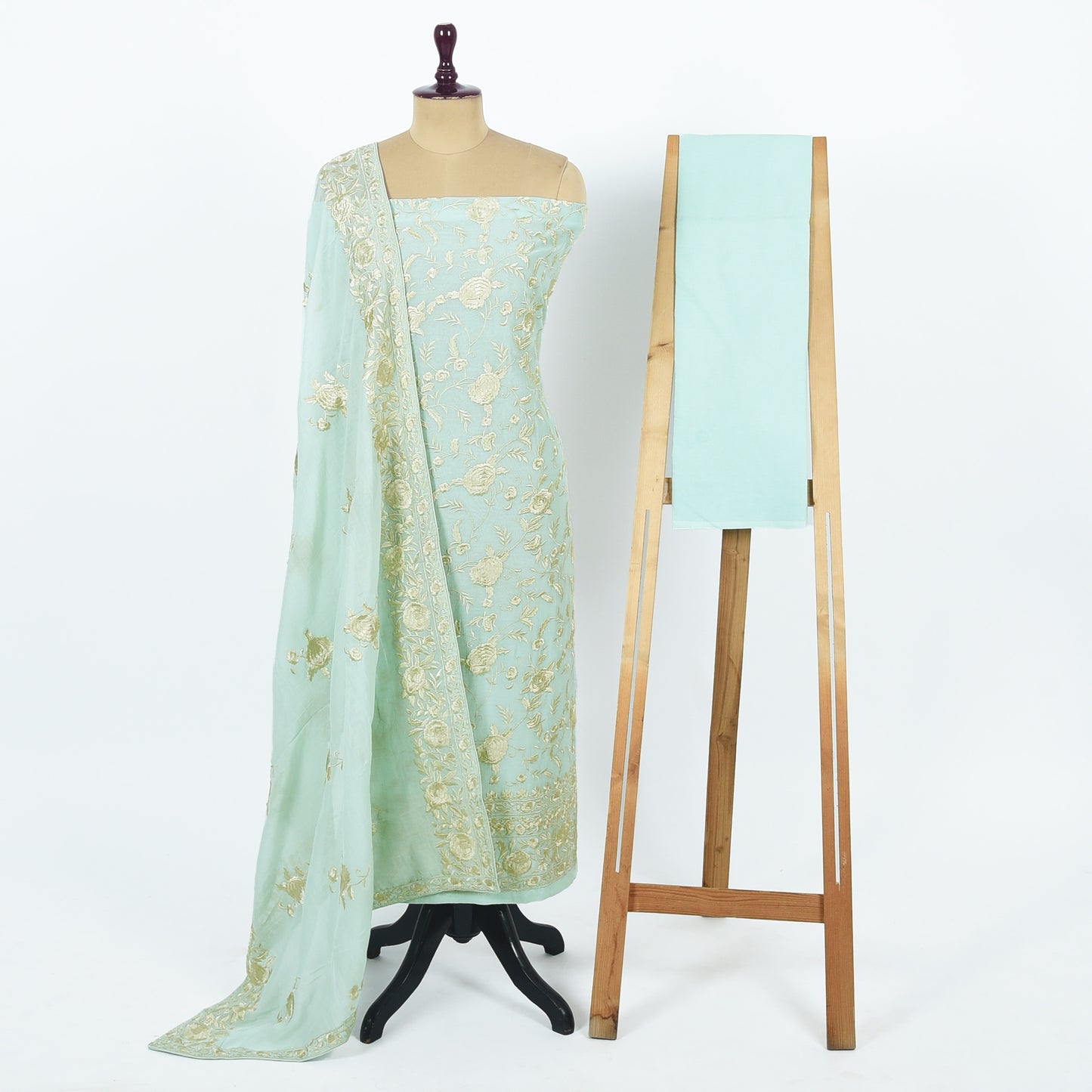 Unstitched Chanderi Suit Set