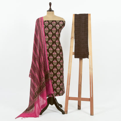 Unstitched Chanderi Suit Set
