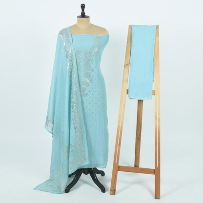 Unstitched Chanderi Suit Set