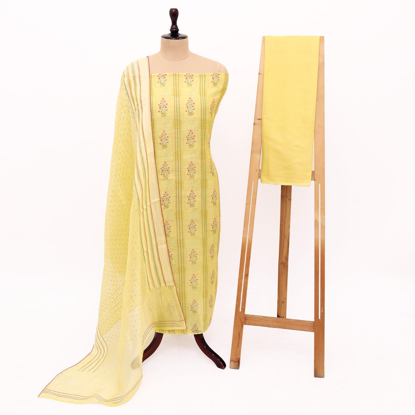 Unstitched Chanderi Suit Set